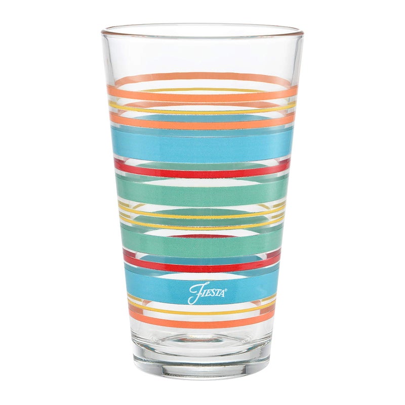 Culver Officially Licensed Fiesta Stripes 16-Ounce Tapered Cooler Glass (Set of 4) (Rainbow Radiance Collection) - Image 2
